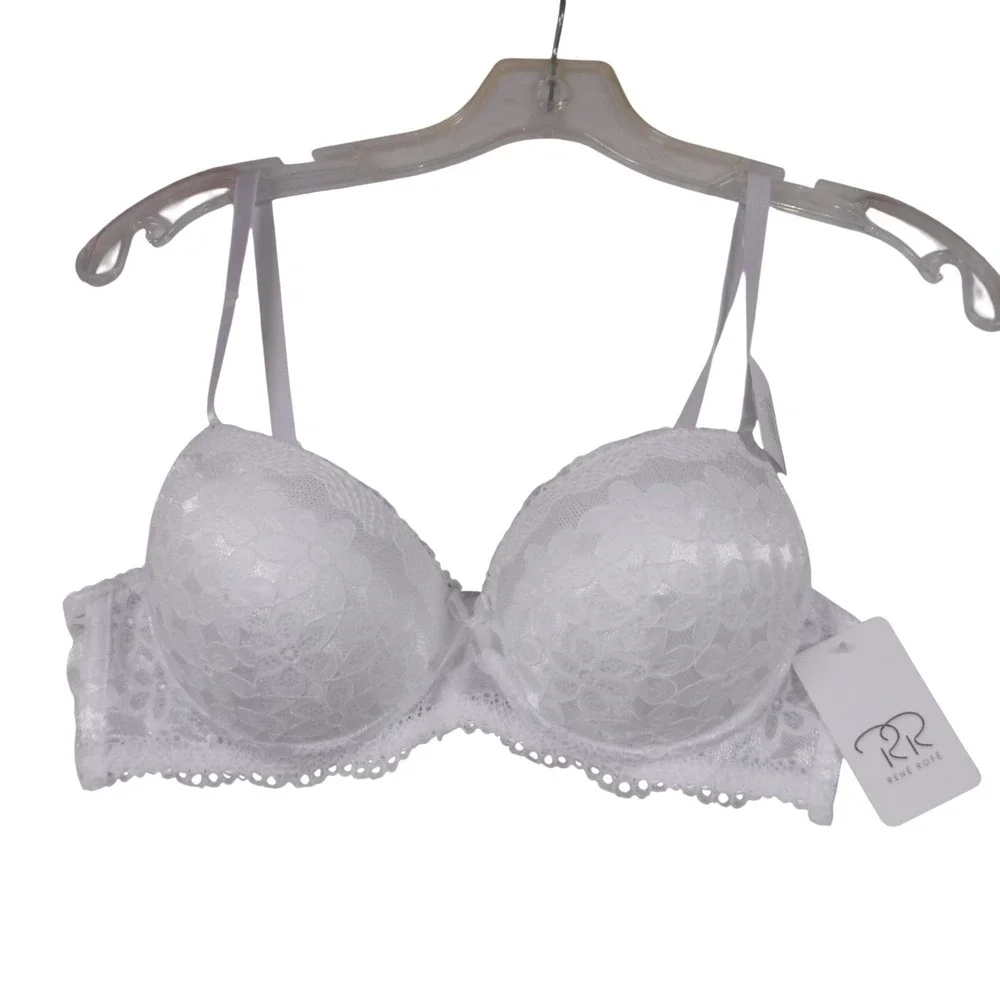 Rene Rofe White Lace Extreme Push Up Bra 36B Underwire B25451 NEW - Picture 9 of 9